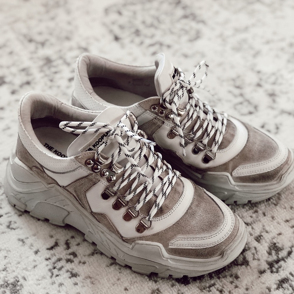 The Kooples White Leather Platform Trainers
